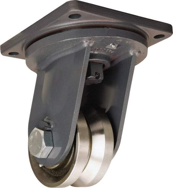 Hamilton - 6" Diam x 3" Wide, Forged Steel Swivel Caster - 10,000 Lb Capacity, Top Plate Mount, 8-1/2" x 8-1/2" Plate, Tapered Roller Bearing - Eagle Tool & Supply