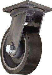 Hamilton - 12" Diam x 4" Wide x 15-1/2" OAH Top Plate Mount Swivel Caster - Polyurethane Mold on Forged Steel, 7,800 Lb Capacity, Tapered Roller Bearing, 8-1/2 x 8-1/2" Plate - Eagle Tool & Supply