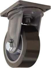 Hamilton - 10" Diam x 4" Wide x 13" OAH Top Plate Mount Swivel Caster - Polyurethane Mold on Forged Steel, 6,500 Lb Capacity, Tapered Roller Bearing, 8-1/2 x 8-1/2" Plate - Eagle Tool & Supply