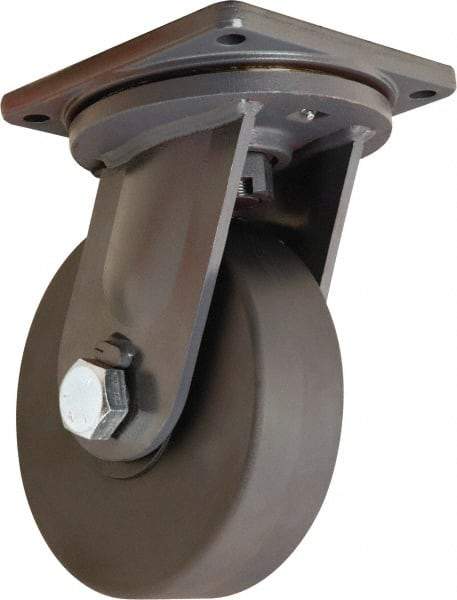 Hamilton - 10" Diam x 3" Wide x 13" OAH Top Plate Mount Swivel Caster - Nylon, 8,200 Lb Capacity, Precision Roller Ball Bearing, 8-1/2 x 8-1/2" Plate - Eagle Tool & Supply