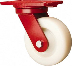 Hamilton - 6" Diam x 2" Wide x 7-3/4" OAH Top Plate Mount Swivel Caster - Nylon, Sealed Precision Ball Bearing, 4-1/2 x 6-1/2" Plate - Eagle Tool & Supply