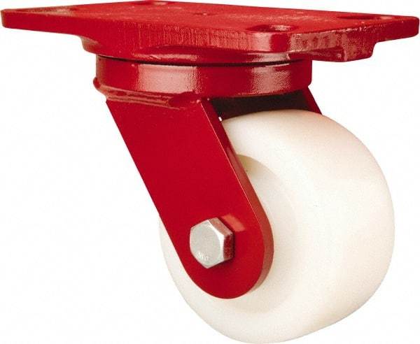 Hamilton - 4" Diam x 2" Wide x 5-5/8" OAH Top Plate Mount Swivel Caster - Nylon, Sealed Precision Ball Bearing, 4-1/2 x 6-1/2" Plate - Eagle Tool & Supply