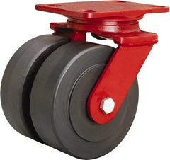 Hamilton - 6" Diam x 2" Wide x 7-3/4" OAH Top Plate Mount Swivel Caster - Nylon, 2,500 Lb Capacity, Sealed Precision Ball Bearing, 4-1/2 x 6-1/2" Plate - Eagle Tool & Supply