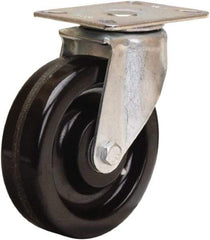 Hamilton - 5" Diam x 1-1/2" Wide x 6-1/16" OAH Top Plate Mount Swivel Caster - Phenolic, 400 Lb Capacity, Straight Roller Bearing, 3-1/8 x 4-1/8" Plate - Eagle Tool & Supply