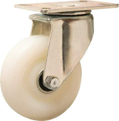 Hamilton - 4" Diam x 1-1/4" Wide x 5-3/8" OAH Top Plate Mount Swivel Caster - Nylon, 350 Lb Capacity, Ball Bearing, 3-1/8 x 4-1/8" Plate - Eagle Tool & Supply