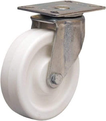 Hamilton - 5" Diam x 1-1/2" Wide x 6-1/16" OAH Top Plate Mount Swivel Caster - Polyolefin, 400 Lb Capacity, Plain Bore Bearing, 3-1/8 x 4-1/8" Plate - Eagle Tool & Supply