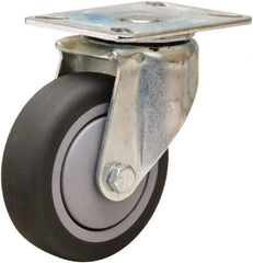 Hamilton - 4" Diam x 1-3/8" Wide x 5-1/16" OAH Top Plate Mount Swivel Caster - Rubber Mold on Polyolefin, 250 Lb Capacity, Precision Ball Bearing, 3-1/8 x 4-1/8" Plate - Eagle Tool & Supply