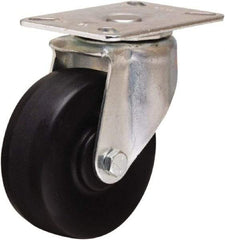 Hamilton - 4" Diam x 1-1/2" Wide x 5-1/16" OAH Top Plate Mount Swivel Caster - Hard Rubber, 300 Lb Capacity, Self-Lubricating Bearing, 3-1/8 x 4-1/8" Plate - Eagle Tool & Supply