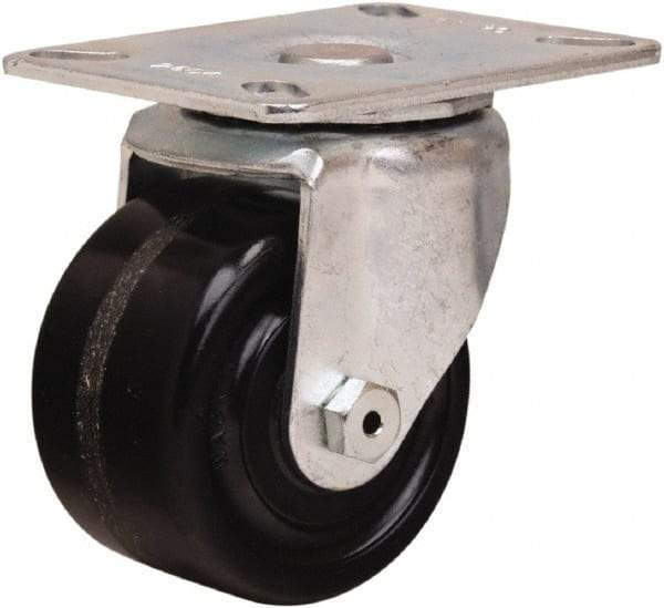 Hamilton - 3" Diam x 1-3/4" Wide x 4" OAH Top Plate Mount Swivel Caster - Phenolic, 400 Lb Capacity, Straight Roller Bearing, 3-1/8 x 4-1/8" Plate - Eagle Tool & Supply
