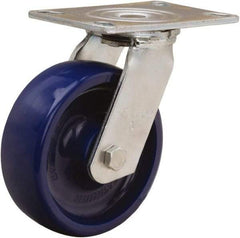 Hamilton - 6" Diam x 2" Wide x 7-1/2" OAH Top Plate Mount Swivel Caster - Polyurethane, 900 Lb Capacity, Sealed Precision Ball Bearing, 4-1/2 x 6-1/4" Plate - Eagle Tool & Supply