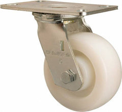Hamilton - 5" Diam x 2" Wide x 6-1/2" OAH Top Plate Mount Swivel Caster - Nylon, 900 Lb Capacity, Sealed Precision Ball Bearing, 4-1/2 x 6-1/4" Plate - Eagle Tool & Supply