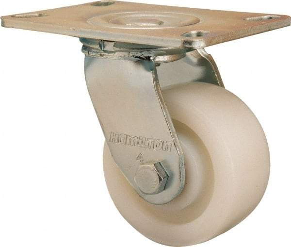 Hamilton - 4" Diam x 2" Wide x 5-5/8" OAH Top Plate Mount Swivel Caster - Nylon, 800 Lb Capacity, Sealed Precision Ball Bearing, 4-1/2 x 6-1/4" Plate - Eagle Tool & Supply