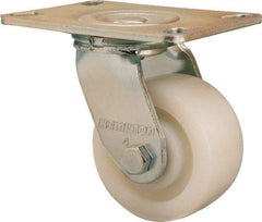 Hamilton - 4" Diam x 2" Wide x 5-5/8" OAH Top Plate Mount Swivel Caster - Nylon, 800 Lb Capacity, Sealed Precision Ball Bearing, 4-1/2 x 6-1/4" Plate - Eagle Tool & Supply