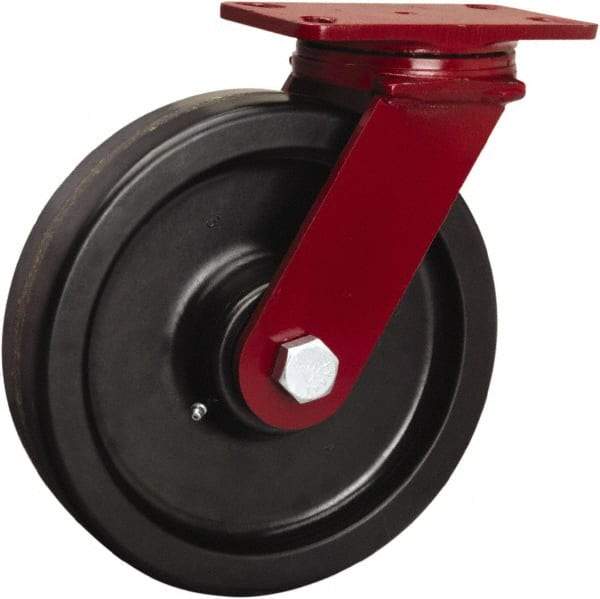 Hamilton - 10" Diam x 2-1/2" Wide x 11-1/2" OAH Top Plate Mount Swivel Caster - Phenolic, 2,200 Lb Capacity, Straight Roller Bearing, 4-1/2 x 6-1/2" Plate - Eagle Tool & Supply