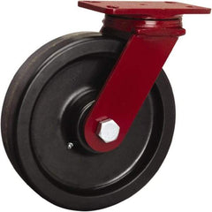 Hamilton - 10" Diam x 2-1/2" Wide x 11-1/2" OAH Top Plate Mount Swivel Caster - Phenolic, 2,200 Lb Capacity, Straight Roller Bearing, 4-1/2 x 6-1/2" Plate - Eagle Tool & Supply