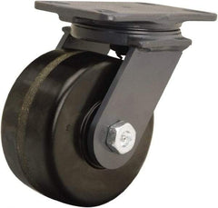 Hamilton - 6" Diam x 3" Wide x 7-3/4" OAH Top Plate Mount Swivel Caster - Phenolic, 2,000 Lb Capacity, Straight Roller Bearing, 4-1/2 x 6-1/2" Plate - Eagle Tool & Supply