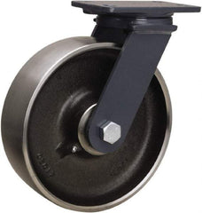 Hamilton - 10" Diam x 3" Wide x 12-1/16" OAH Top Plate Mount Swivel Caster - Forged Steel, 2,400 Lb Capacity, Sealed Precision Ball Bearing, 4-1/2 x 6-1/2" Plate - Eagle Tool & Supply