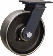 Hamilton - 10" Diam x 3" Wide x 12-1/16" OAH Top Plate Mount Swivel Caster - Forged Steel, 2,400 Lb Capacity, Tapered Roller Bearing, 4-1/2 x 6-1/2" Plate - Eagle Tool & Supply