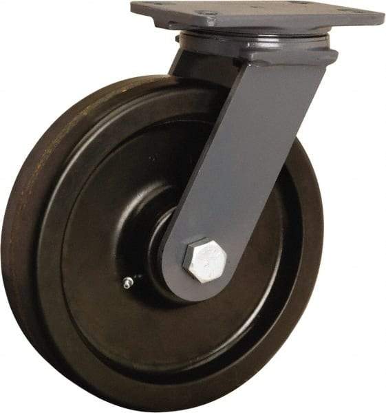 Hamilton - 10" Diam x 2-1/2" Wide x 12-1/16" OAH Top Plate Mount Swivel Caster - Phenolic, 2,400 Lb Capacity, Straight Roller Bearing, 4-1/2 x 6-1/2" Plate - Eagle Tool & Supply
