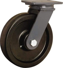 Hamilton - 10" Diam x 2-1/2" Wide x 12-1/16" OAH Top Plate Mount Swivel Caster - Phenolic, 2,400 Lb Capacity, Tapered Roller Bearing, 4-1/2 x 6-1/2" Plate - Eagle Tool & Supply