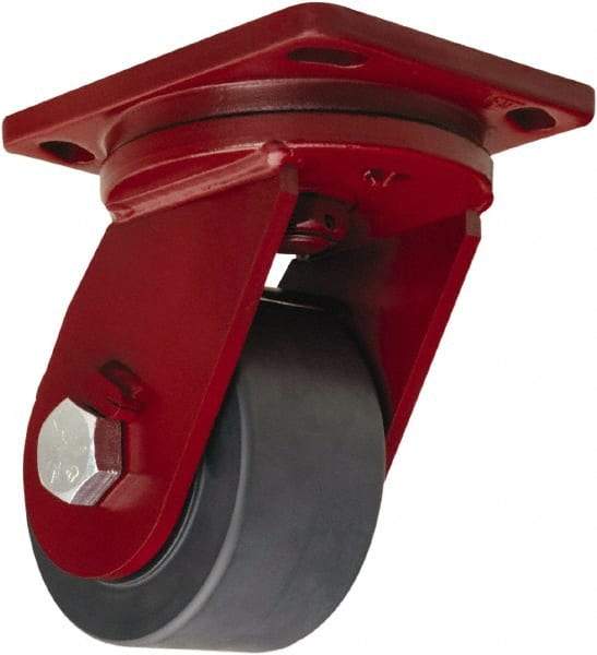 Hamilton - 6" Diam x 3" Wide x 8-1/2" OAH Top Plate Mount Swivel Caster - Nylon, 5,000 Lb Capacity, Sealed Precision Ball Bearing, 6-1/2 x 7-1/2" Plate - Eagle Tool & Supply