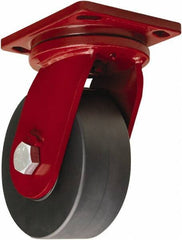 Hamilton - 8" Diam x 3" Wide x 10-1/2" OAH Top Plate Mount Swivel Caster - Nylon, 6,500 Lb Capacity, Sealed Precision Ball Bearing, 6-1/2 x 7-1/2" Plate - Eagle Tool & Supply