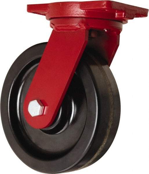 Hamilton - 10" Diam x 3" Wide x 12-1/2" OAH Top Plate Mount Swivel Caster - Phenolic, 2,900 Lb Capacity, Tapered Roller Bearing, 6-1/8 x 7-1/2" Plate - Eagle Tool & Supply