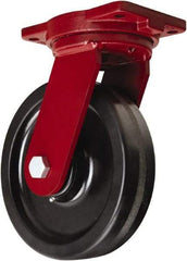 Hamilton - 10" Diam x 2-1/2" Wide x 12-1/2" OAH Top Plate Mount Swivel Caster - Phenolic, 2,500 Lb Capacity, Tapered Roller Bearing, 6-1/8 x 7-1/2" Plate - Eagle Tool & Supply
