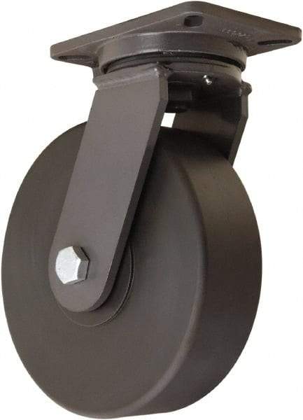 Hamilton - 10" Diam x 3" Wide x 12-1/2" OAH Top Plate Mount Swivel Caster - Nylon, 4,000 Lb Capacity, Sealed Precision Ball Bearing, 5-1/4 x 7-1/4" Plate - Eagle Tool & Supply