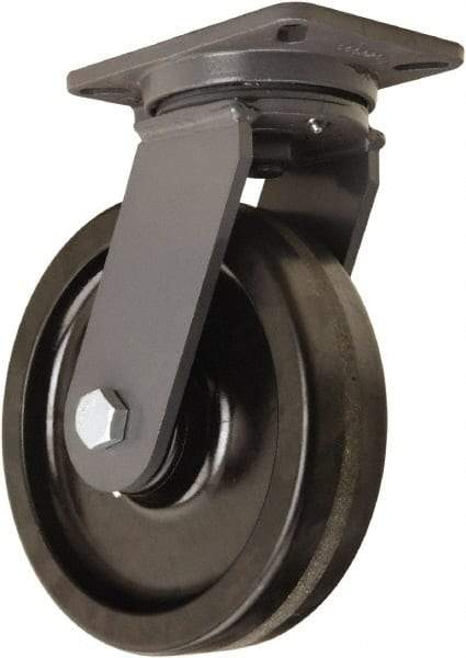 Hamilton - 10" Diam x 2-1/2" Wide x 12-1/2" OAH Top Plate Mount Swivel Caster - Phenolic, 2,500 Lb Capacity, Tapered Roller Bearing, 5-1/4 x 7-1/4" Plate - Eagle Tool & Supply
