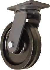 Hamilton - 10" Diam x 2-1/2" Wide x 12-1/2" OAH Top Plate Mount Swivel Caster - Phenolic, 2,500 Lb Capacity, Tapered Roller Bearing, 5-1/4 x 7-1/4" Plate - Eagle Tool & Supply