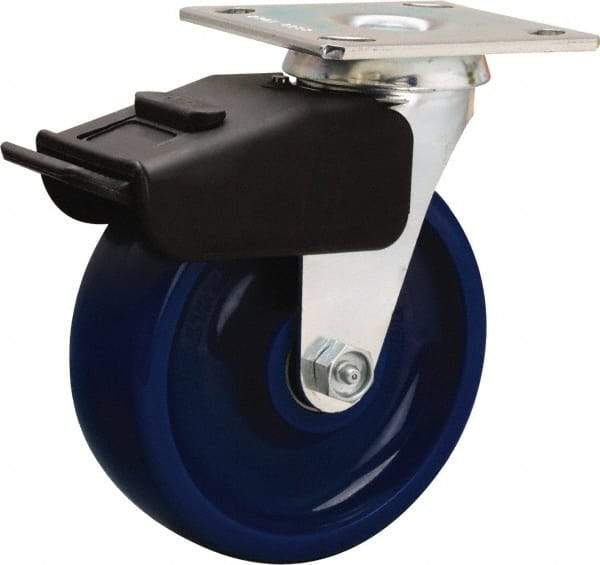 Hamilton - 6" Diam x 2" Wide x 7-1/2" OAH Top Plate Mount Swivel Caster - Polyurethane, 850 Lb Capacity, Precision Ball Bearing, 4 x 4-1/2" Plate - Eagle Tool & Supply