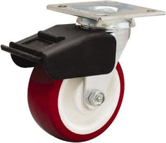 Hamilton - 5" Diam x 2" Wide x 6-1/2" OAH Top Plate Mount Swivel Caster - Polyurethane Mold on Polypropylene, 850 Lb Capacity, Straight Roller Bearing, 4 x 4-1/2" Plate - Eagle Tool & Supply