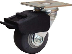 Hamilton - 4" Diam x 2" Wide x 5-5/8" OAH Top Plate Mount Swivel Caster - Rubber Mold on Polyolefin, 300 Lb Capacity, Straight Roller Bearing, 4 x 4-1/2" Plate - Eagle Tool & Supply