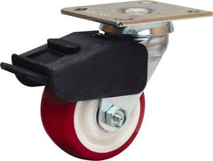 Hamilton - 4" Diam x 2" Wide x 5-5/8" OAH Top Plate Mount Swivel Caster - Polyurethane Mold on Polypropylene, 750 Lb Capacity, Straight Roller Bearing, 4 x 4-1/2" Plate - Eagle Tool & Supply