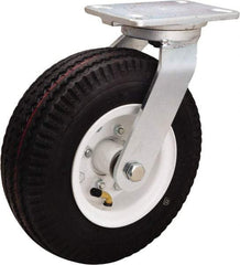 Hamilton - 10" Diam, Rubber Swivel Caster - 480 Lb Capacity, Top Plate Mount, 4" x 5" Plate, Straight Roller Bearing - Eagle Tool & Supply