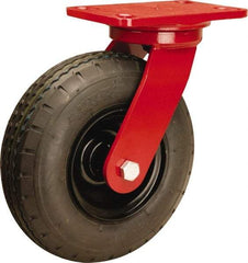 Hamilton - 8" Diam, Rubber Swivel Caster - 330 Lb Capacity, Top Plate Mount, 4-1/2" x 6-1/2" Plate, Sealed Precision Ball Bearing - Eagle Tool & Supply