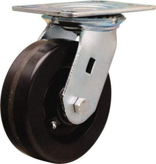 Hamilton - 6" Diam x 2" Wide x 7-1/2" OAH Top Plate Mount Swivel Caster - Phenolic, 1,200 Lb Capacity, Straight Roller Bearing, 4-1/2 x 6-1/4" Plate - Eagle Tool & Supply