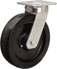 Hamilton - 8" Diam x 2" Wide x 9-1/2" OAH Top Plate Mount Swivel Caster - Phenolic, 1,400 Lb Capacity, Straight Roller Bearing, 4 x 4-1/2" Plate - Eagle Tool & Supply