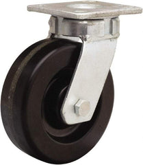 Hamilton - 6" Diam x 2" Wide x 7-1/2" OAH Top Plate Mount Swivel Caster - Phenolic, 1,200 Lb Capacity, Straight Roller Bearing, 4 x 4-1/2" Plate - Eagle Tool & Supply