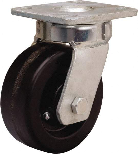 Hamilton - 5" Diam x 2" Wide x 7" OAH Top Plate Mount Swivel Caster - Phenolic, 1,000 Lb Capacity, Straight Roller Bearing, 4 x 4-1/2" Plate - Eagle Tool & Supply