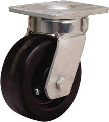 Hamilton - 5" Diam x 2" Wide x 7" OAH Top Plate Mount Swivel Caster - Phenolic, 1,000 Lb Capacity, Straight Roller Bearing, 4 x 4-1/2" Plate - Eagle Tool & Supply