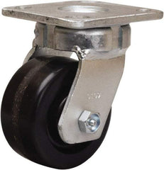 Hamilton - 4" Diam x 2" Wide x 5-5/8" OAH Top Plate Mount Swivel Caster - Phenolic, 800 Lb Capacity, Straight Roller Bearing, 4 x 4-1/2" Plate - Eagle Tool & Supply
