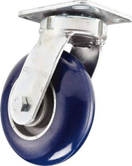 Hamilton - 5" Diam x 2" Wide x 7" OAH Top Plate Mount Swivel Caster - Rubber Mold on Polyolefin, 350 Lb Capacity, Straight Roller Bearing, 4 x 4-1/2" Plate - Eagle Tool & Supply