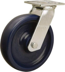 Hamilton - 8" Diam x 2" Wide x 9-1/2" OAH Top Plate Mount Swivel Caster - Polyurethane, 900 Lb Capacity, Sealed Precision Ball Bearing, 4 x 4-1/2" Plate - Eagle Tool & Supply