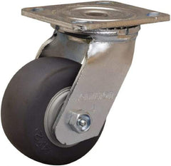 Hamilton - 4" Diam x 2" Wide x 5-5/8" OAH Top Plate Mount Swivel Caster - Rubber Mold on Polyolefin, 300 Lb Capacity, Straight Roller Bearing, 4 x 4-1/2" Plate - Eagle Tool & Supply