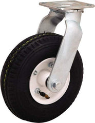 Hamilton - 8" Diam, Rubber Swivel Caster - 320 Lb Capacity, Top Plate Mount, 4" x 4-1/2" Plate, Precision Ball Bearing - Eagle Tool & Supply