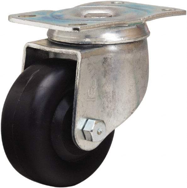 Hamilton - 3" Diam x 1-3/8" Wide x 4" OAH Top Plate Mount Swivel Caster - Polyolefin, 230 Lb Capacity, Plain Bore Bearing, 2-1/2 x 3-3/4" Plate - Eagle Tool & Supply