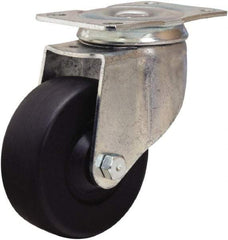 Hamilton - 3-1/2" Diam x 1-1/4" Wide x 4-13/16" OAH Top Plate Mount Swivel Caster - Hard Rubber, 225 Lb Capacity, Self-Lubricating Bearing, 2-1/2 x 3-3/4" Plate - Eagle Tool & Supply