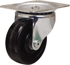 Hamilton - 4" Diam x 1-1/2" Wide x 5" OAH Top Plate Mount Swivel Caster - Phenolic, 375 Lb Capacity, Straight Roller Bearing, 4 x 5-1/8" Plate - Eagle Tool & Supply